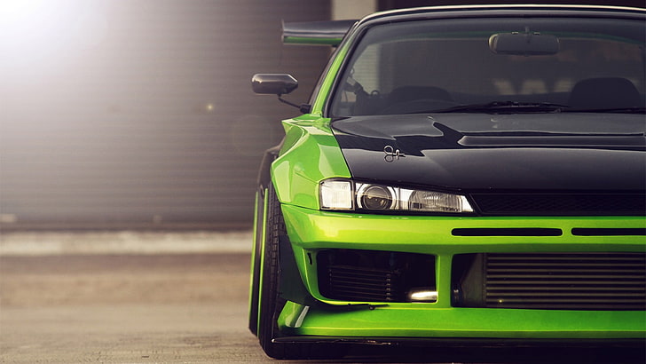 green and black car, green and black car in close-up photography, HD wallpaper