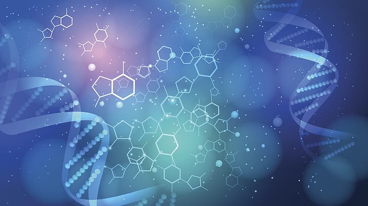 DNA, Background, Blue, Biology, HD wallpaper