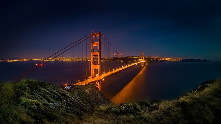 suspension bridge, landscape, Golden Gate Bridge, architecture
