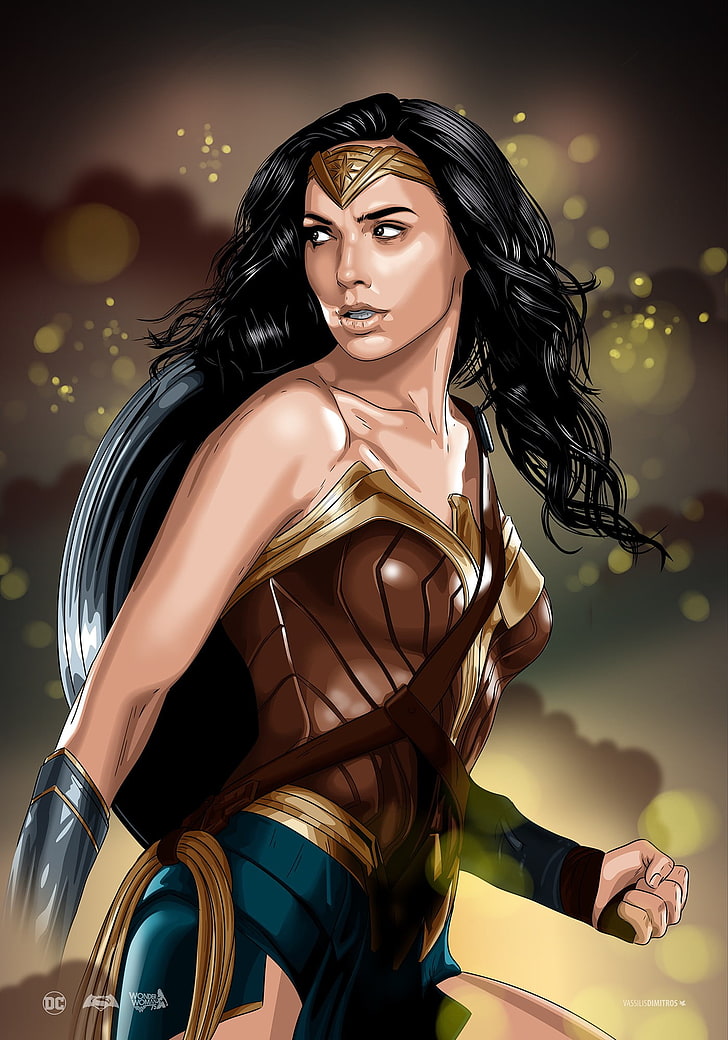 Wonder Woman illustration, artwork, DC Comics, Vexel, Gal Gadot