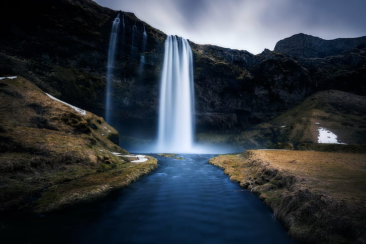 time lapse photography of waterfalls, Seljalandsfoss, cascade