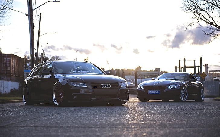 Audi A4 and BMW cars, HD wallpaper