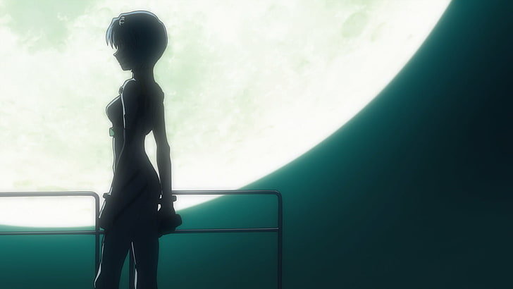 Ayanami Rei, Neon Genesis Evangelion, silhouette, one person, HD wallpaper