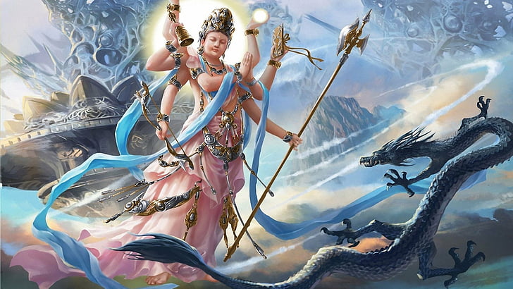 HD wallpaper: Fantasy, Gods, Vishnu, women, adult, nature, water, clothing  | Wallpaper Flare