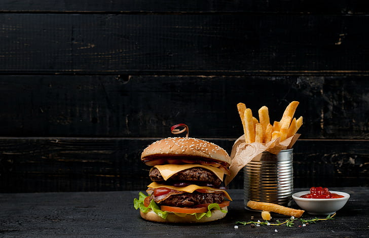 food, burger, burgers, Fries, HD wallpaper