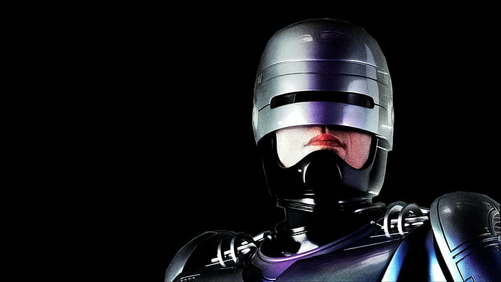 RoboCop, RoboCop (1987), studio shot, helmet, black background, HD wallpaper