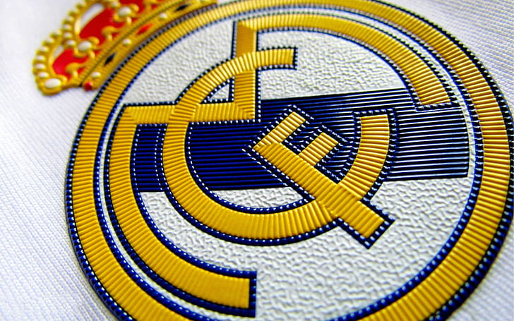 Real Madrid Logo, fc barcelona patch, brand and logo, HD wallpaper