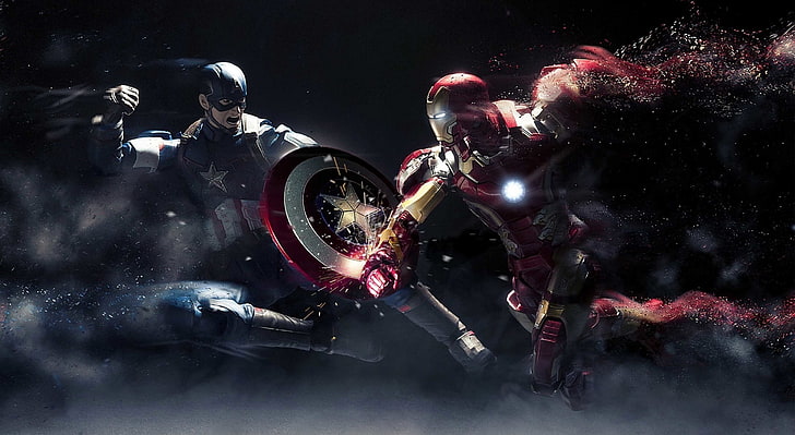 Hd Wallpaper Captain America Vs Iron Man Iron Man Vs Captain America Illustration Wallpaper Flare