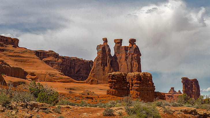 Desert Rocks Stones HD, brown rock formations, nature