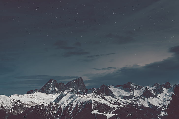 white and black mountain peak, mountain range, nature, snow, mountains, HD wallpaper