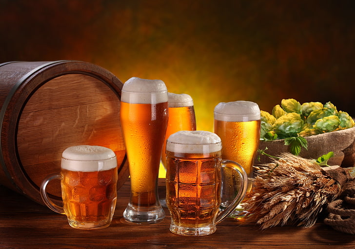 beer, food, alcohol, still life, drink, refreshment, glass, HD wallpaper