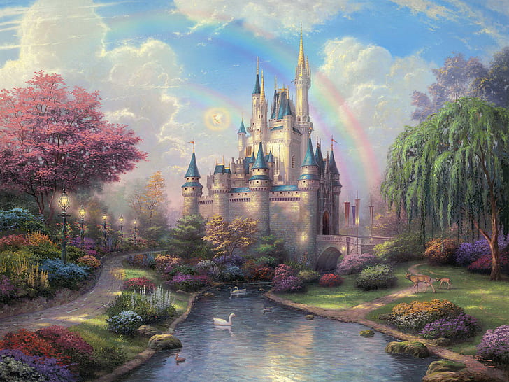 HD wallpaper: Disneyland Castle Drawing Rainbow Disney HD, digital/artwork  | Wallpaper Flare