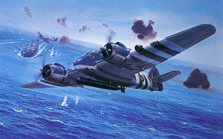 World War II, airplane, Bristol Beaufighter, torpedo, aircraft, HD wallpaper