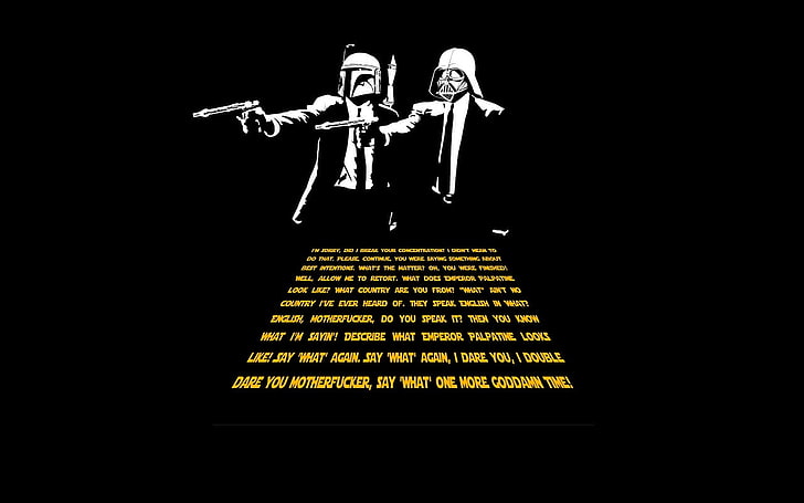 Boba Fett and Darth Vader as mafias, quote, inspirational, Pulp Fiction