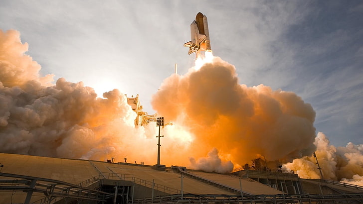 space shuttle, NASA, spaceship, smoke, smoke - physical structure