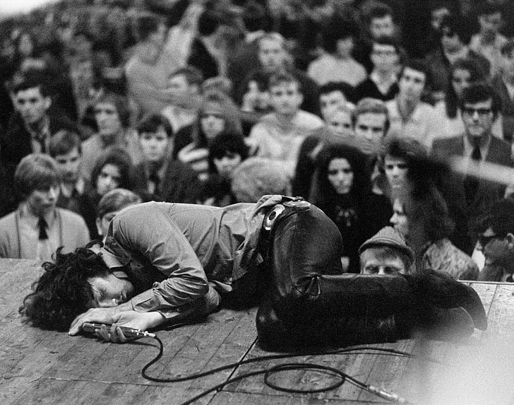 Jim Morrison, The Doors, music, rock music, vintage, monochrome, HD wallpaper