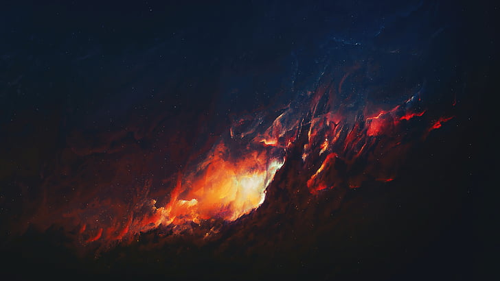 Deep space, Nebula, Fire, Spacescape, HD, 4K, HD wallpaper