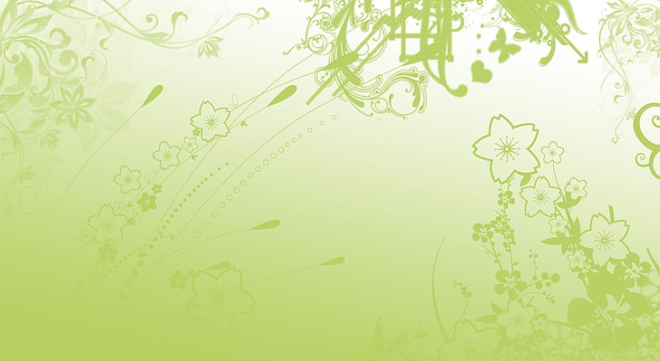 Green Flowers Background, green floral wallpaper, Aero, Vector Art, HD wallpaper
