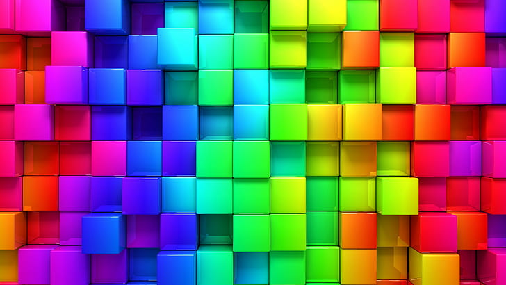 cube, blocks, 4k, 5k, 3d, iphone, android, rainbow, abstract, HD wallpaper