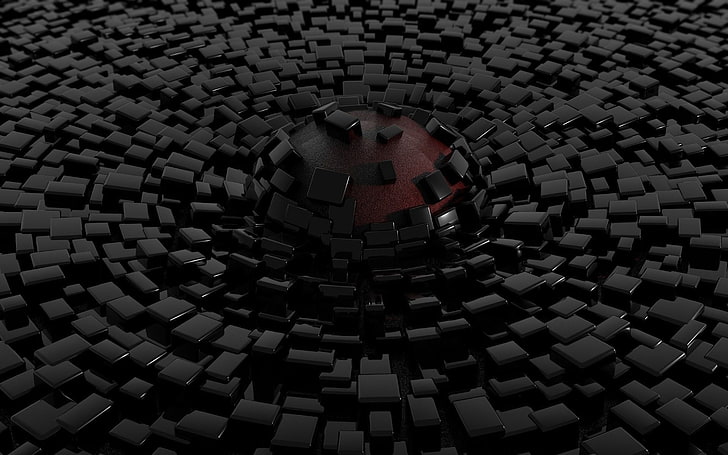 black jigsaw puzzle, ball, breaking, forms, backgrounds, abstract, HD wallpaper