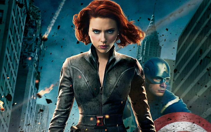 The Avengers, Scarlett Johansson, Chris Evans, Captain America, HD wallpaper