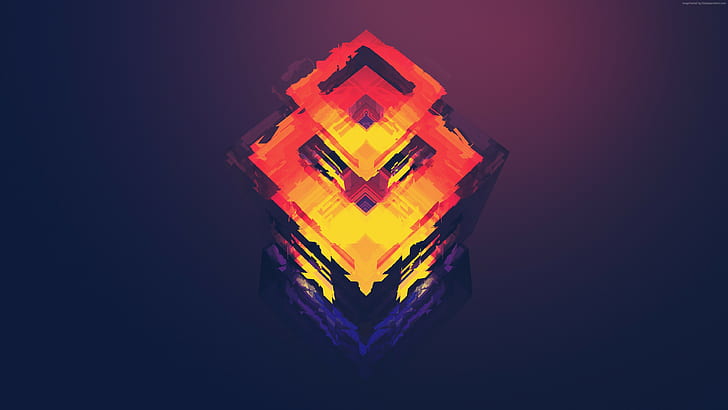 4k, android, iphone, 5k, red, polygon, abstract, orange