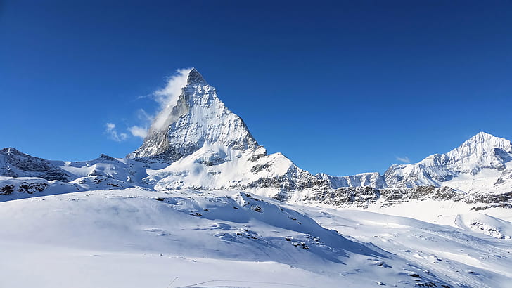 Matterhorn, Switzerland, snow, HD wallpaper
