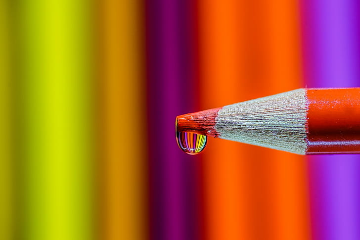 person showing red color pencil, Yet Another, Drop, Colors, close-up, HD wallpaper