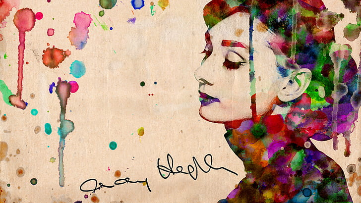 Audrey Hepburn Colorful Drawing Painting Face HD, digital/artwork