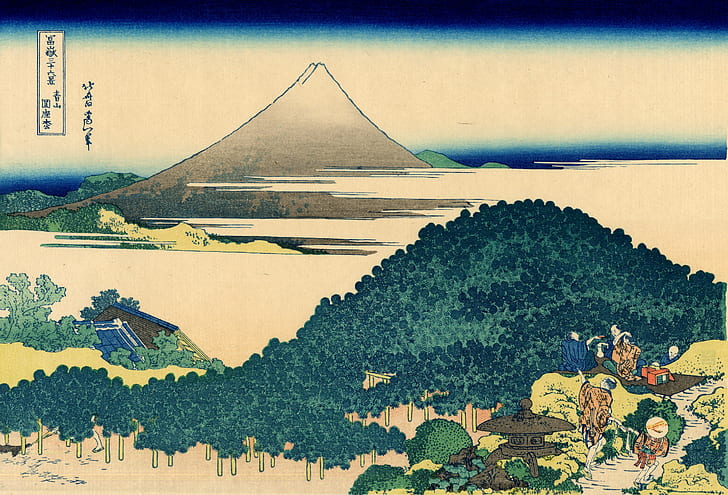 Hokusai, Japan, ink, Mount Fuji, HD wallpaper