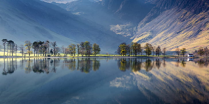 panoramic photography of mountain near on river, buttermere, lake district, buttermere, lake district