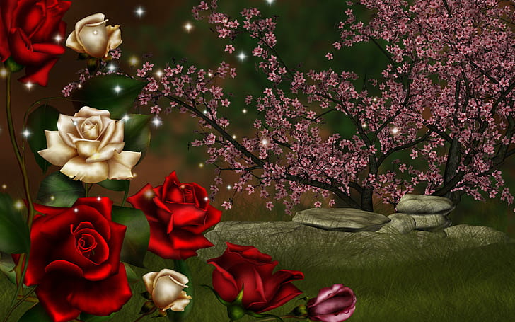 HD wallpaper: Nature Roses 3d Art For Mobile, fantasy | Wallpaper Flare