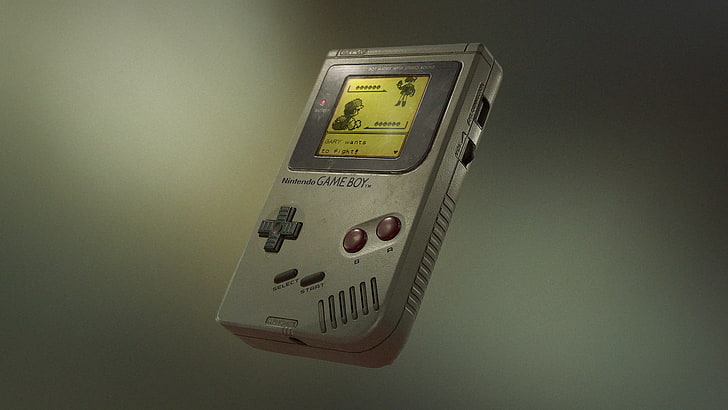 gray Nintendo Game Boy, GameBoy, render, pokemon origins, gray background, HD wallpaper