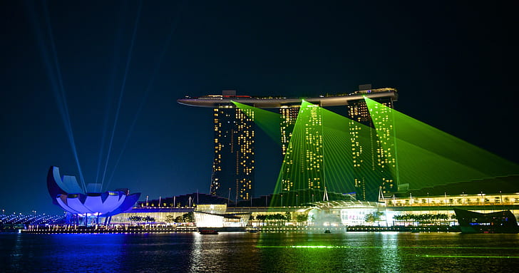Singapore, Marina Bay, night, HD wallpaper