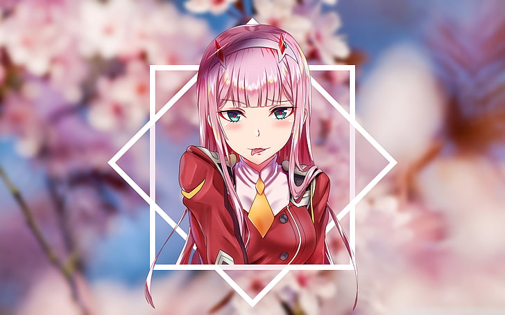 Zero Two (Darling in the FranXX), Code:002, sakura (tree), cherry blossom