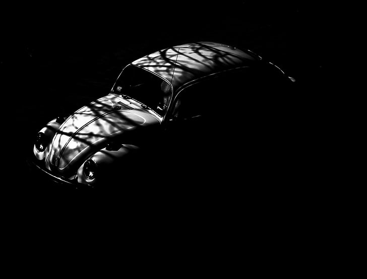 black and white, car, classic, dark, darkness, old, oldtimer, HD wallpaper