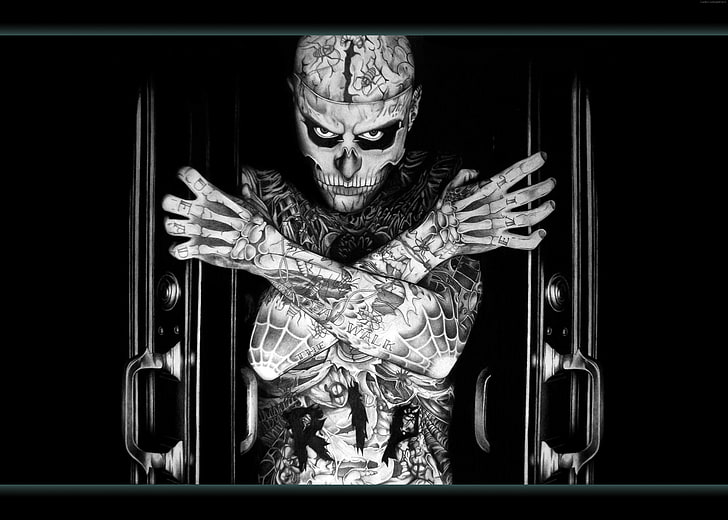 model, Zombie Boy, Rick Genest, skeleton, tattoo, one person