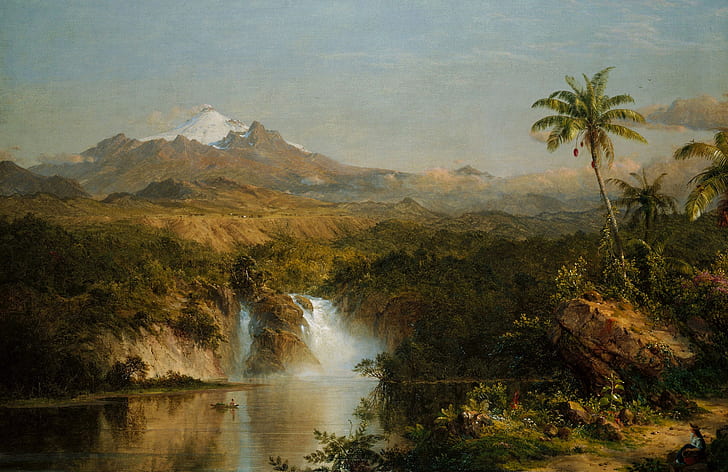 landscape, mountain, picture, the volcano, Frederic Edwin Church