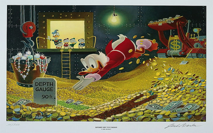 Disney Scrooge McDuck Swimming HD, cartoon/comic, HD wallpaper
