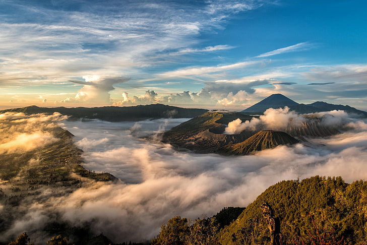 HD wallpaper: clouds, landscape, nature, Indonesia, Java, the volcano Bromo  | Wallpaper Flare