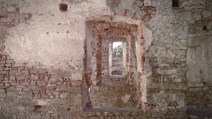 Poland, ruin, castle, bricks, HD wallpaper