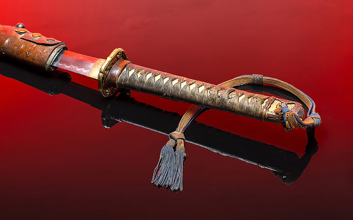 HD wallpaper: sword, katana, weapon, Japanese, metal, red, no people, gun |  Wallpaper Flare
