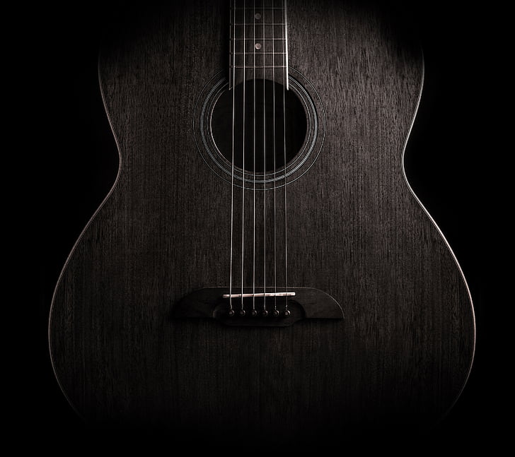Guitar, Dark background, Huawei Mate 10, Stock, HD HD wallpaper