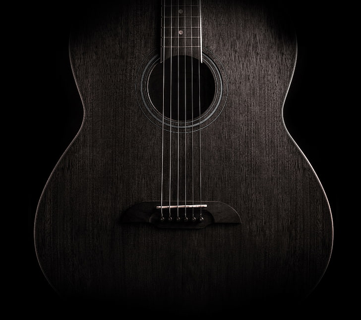 Huawei Mate 10, Dark background, Guitar, Stock, string instrument HD wallpaper