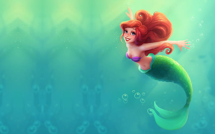 sea, water, cartoon, tale, Princess, Ariel, the little mermaid, HD wallpaper