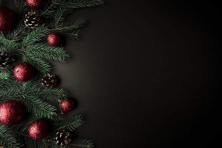 balls, tree, New Year, Christmas, decoration, Merry, fir tree