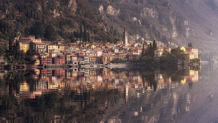water, reflection, home, Italy, municipality, Varenna, the region of Lombardy, HD wallpaper