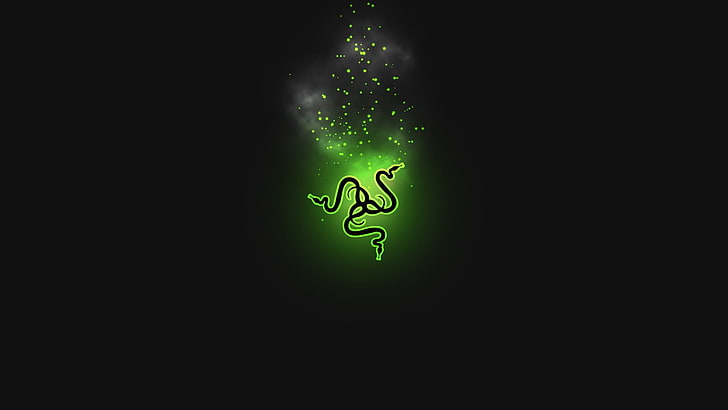 Razer logo, minimalism, copy space, green color, indoors, illuminated