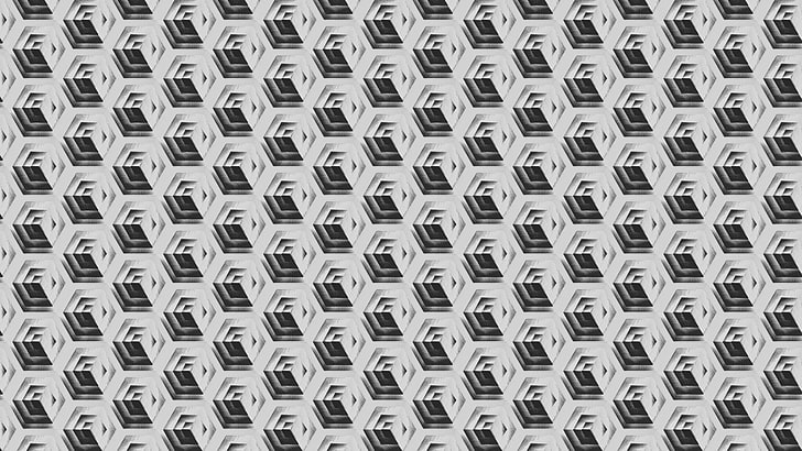untitled, black, white, cube, square, tile, mirrored, full frame, HD wallpaper