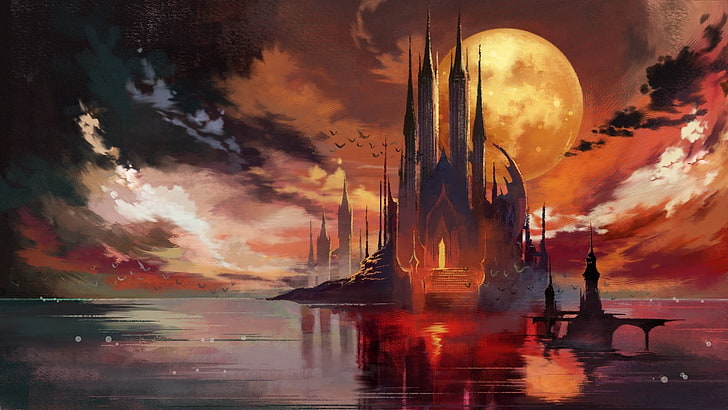 castle surrounded by water wallpaper, Bloodstained: Ritual of the Night, HD wallpaper